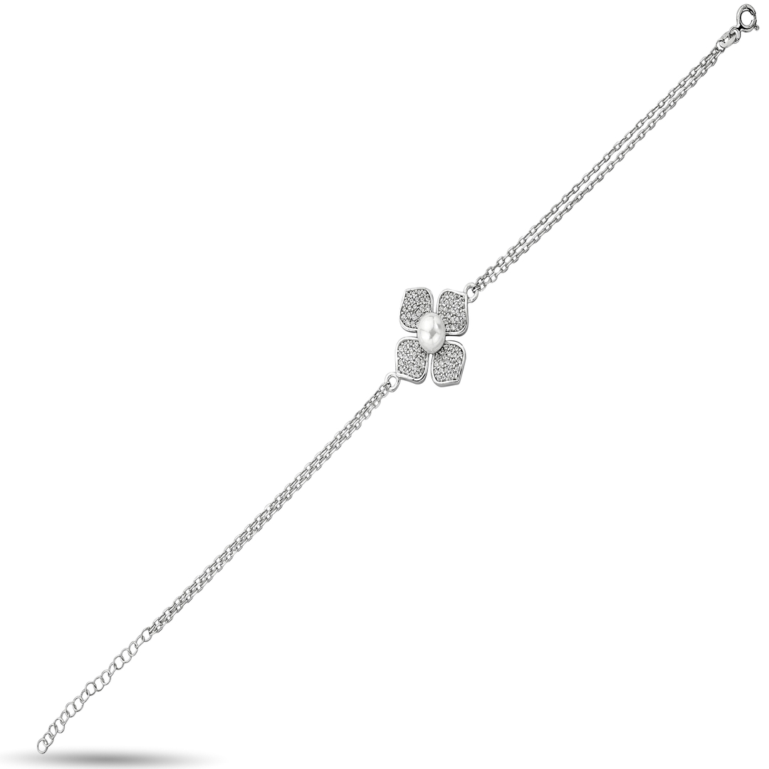 BRACELET WITH FLOWER AND PEARL FIGURE