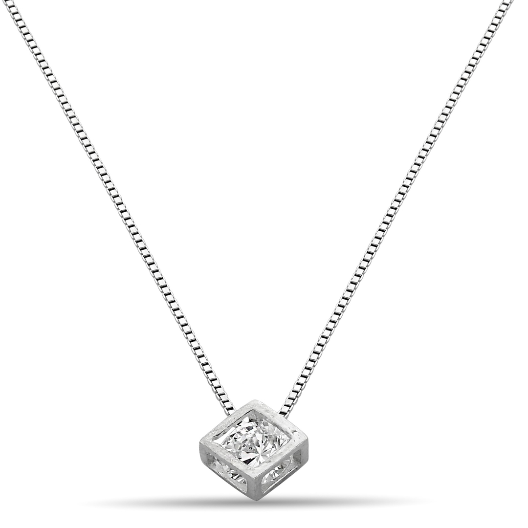 CUBE FIGURE ZIRCON NECKLACE