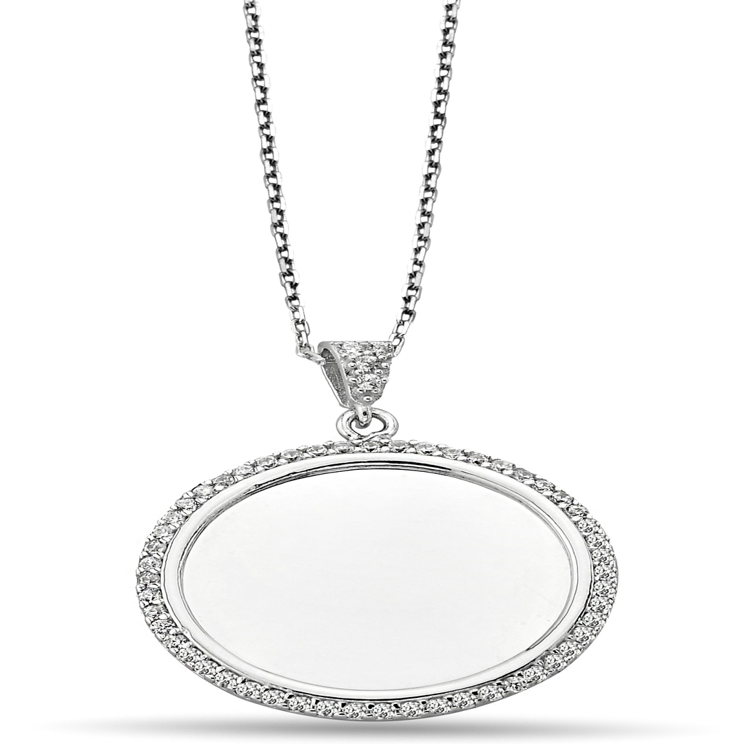 CIRCLE PLATE ZIRCON NECKLACE