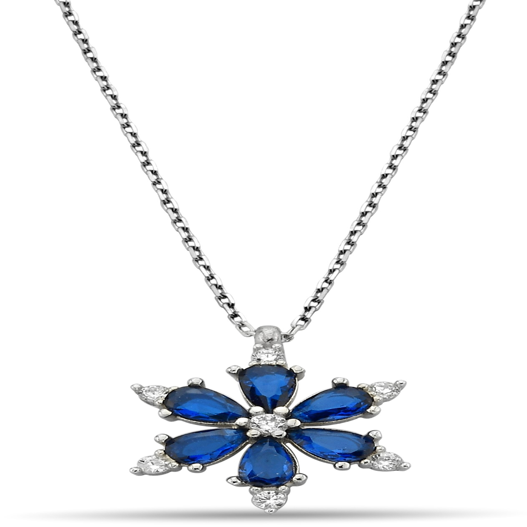 DARK BLUE SNOWFLAKE ZIRCON NECKLACE