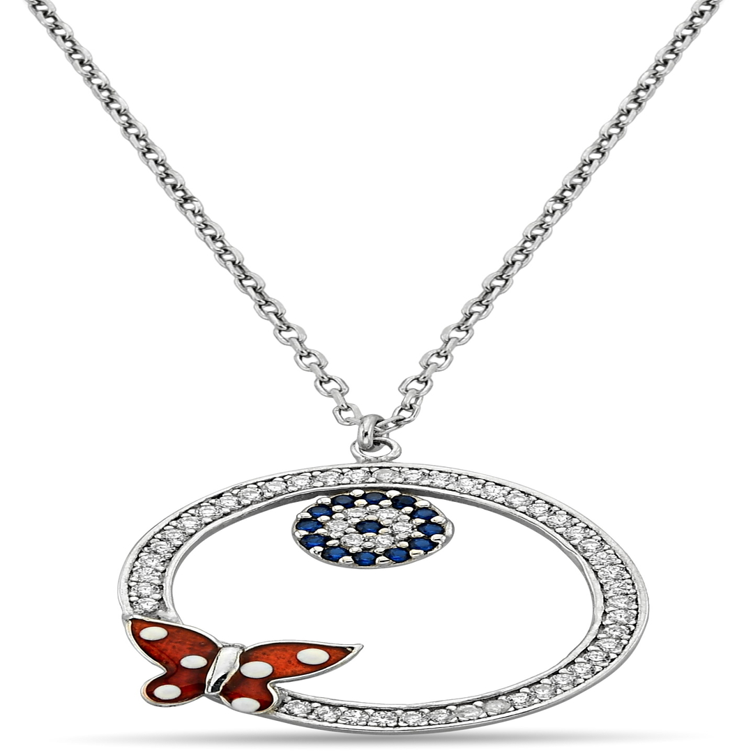 CIRCLE EYE, BUTTERFLY ZIRCON NECKLACE