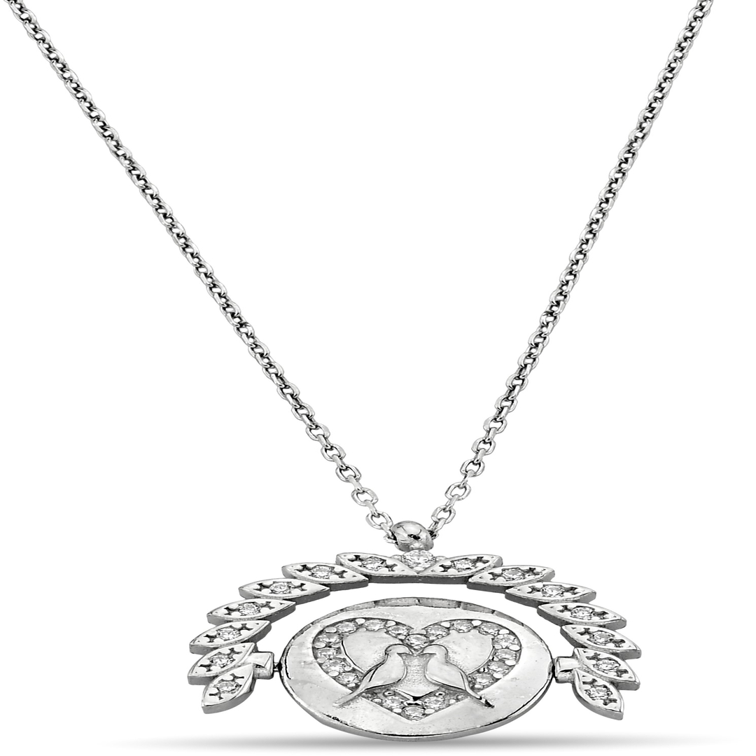 BIRD FIGURE PLATE ZIRCON NECKLACE