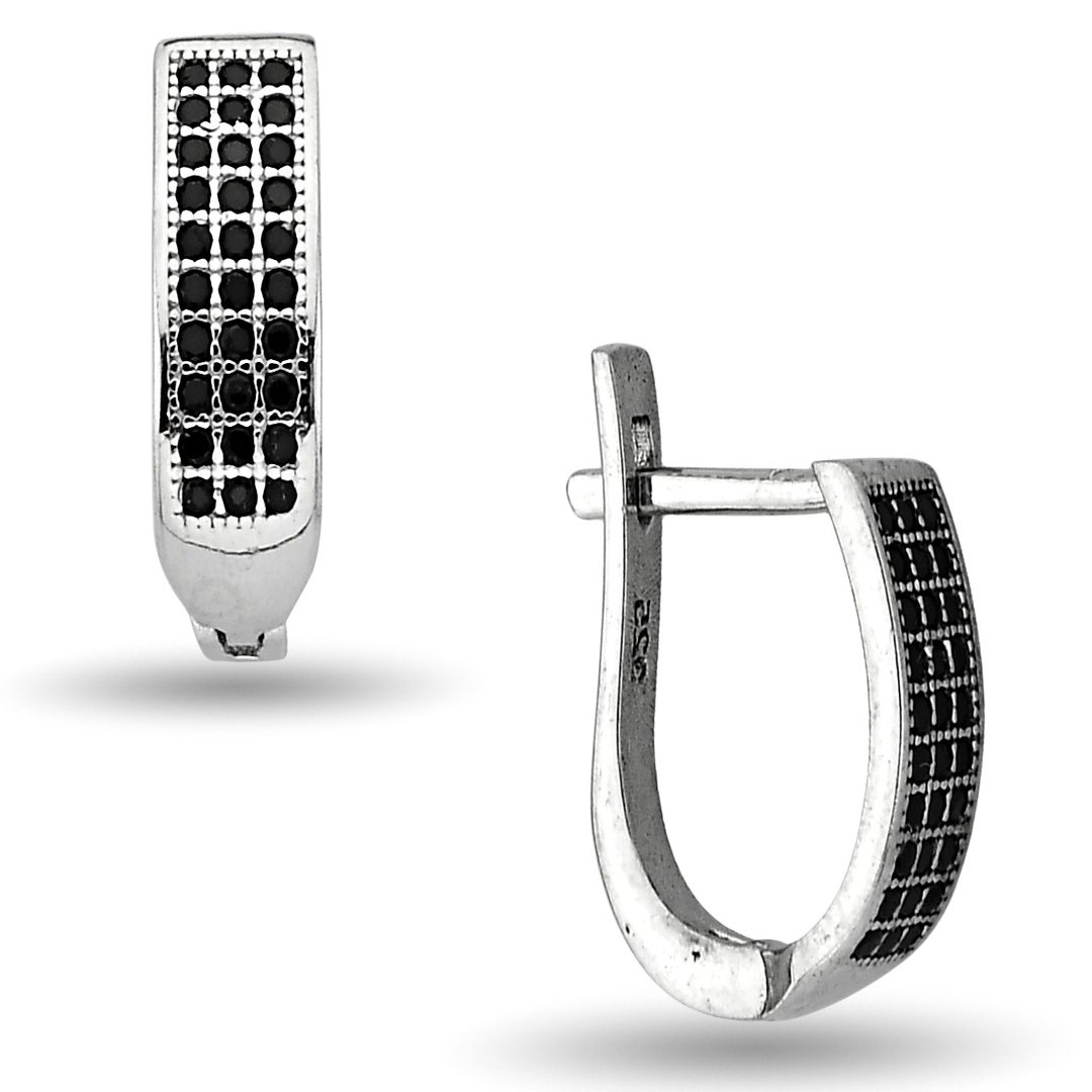 BLACK STONE ZIRCON EARRINGS