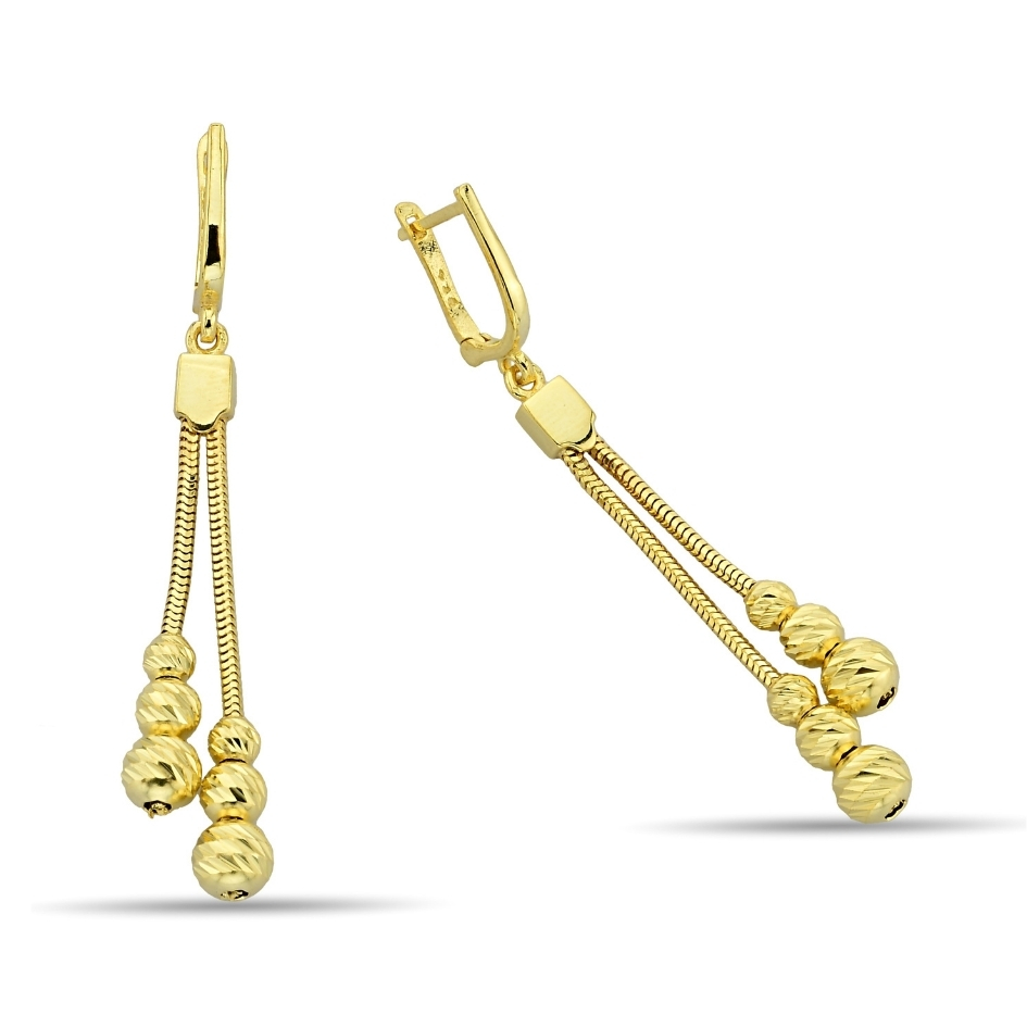 CHAIN ​​AND BALL FIGURE EARRINGS