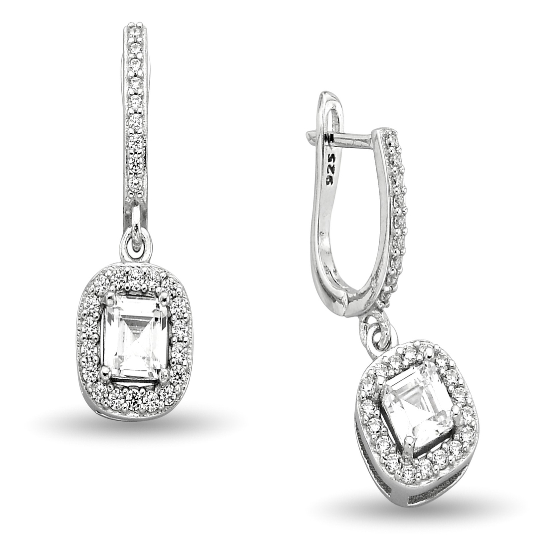 WHITE SQUARE HANGING ZIRCON EARRINGS