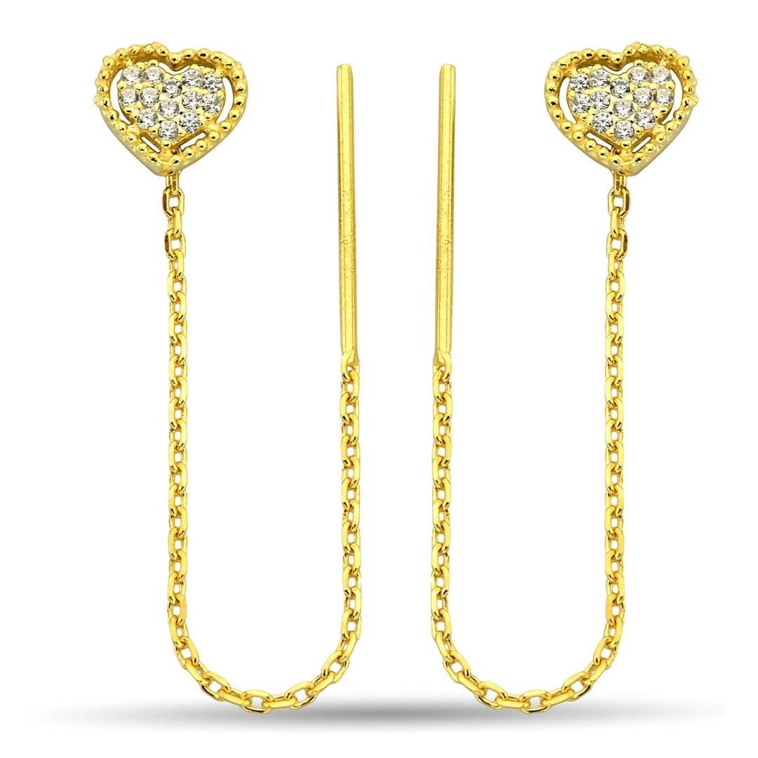 CHAIN ​​HEART STONE EARRINGS