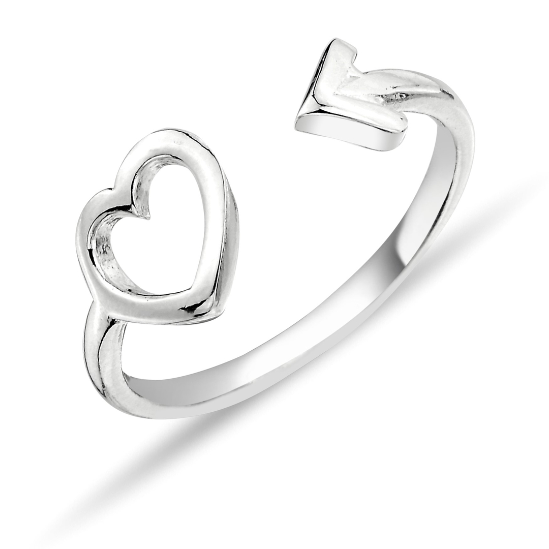 STONELESS RING WITH HEART AND ARROW FIGURE