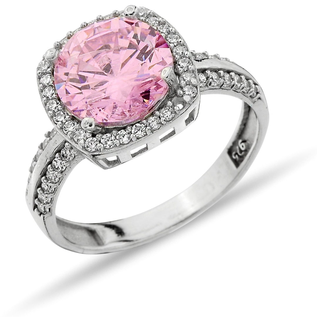 SQUARE STONE PINK ZIRCON RING