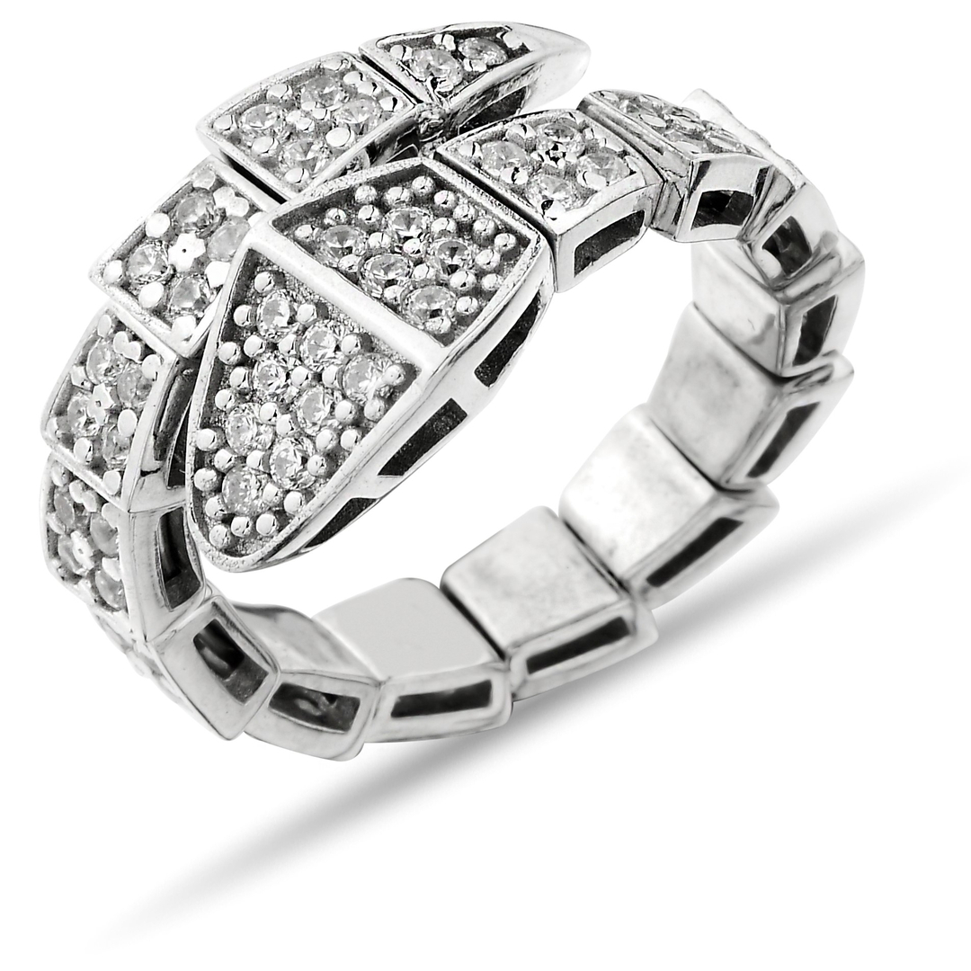 ZIRCON RING WITH STONE SNAKE FIGURE